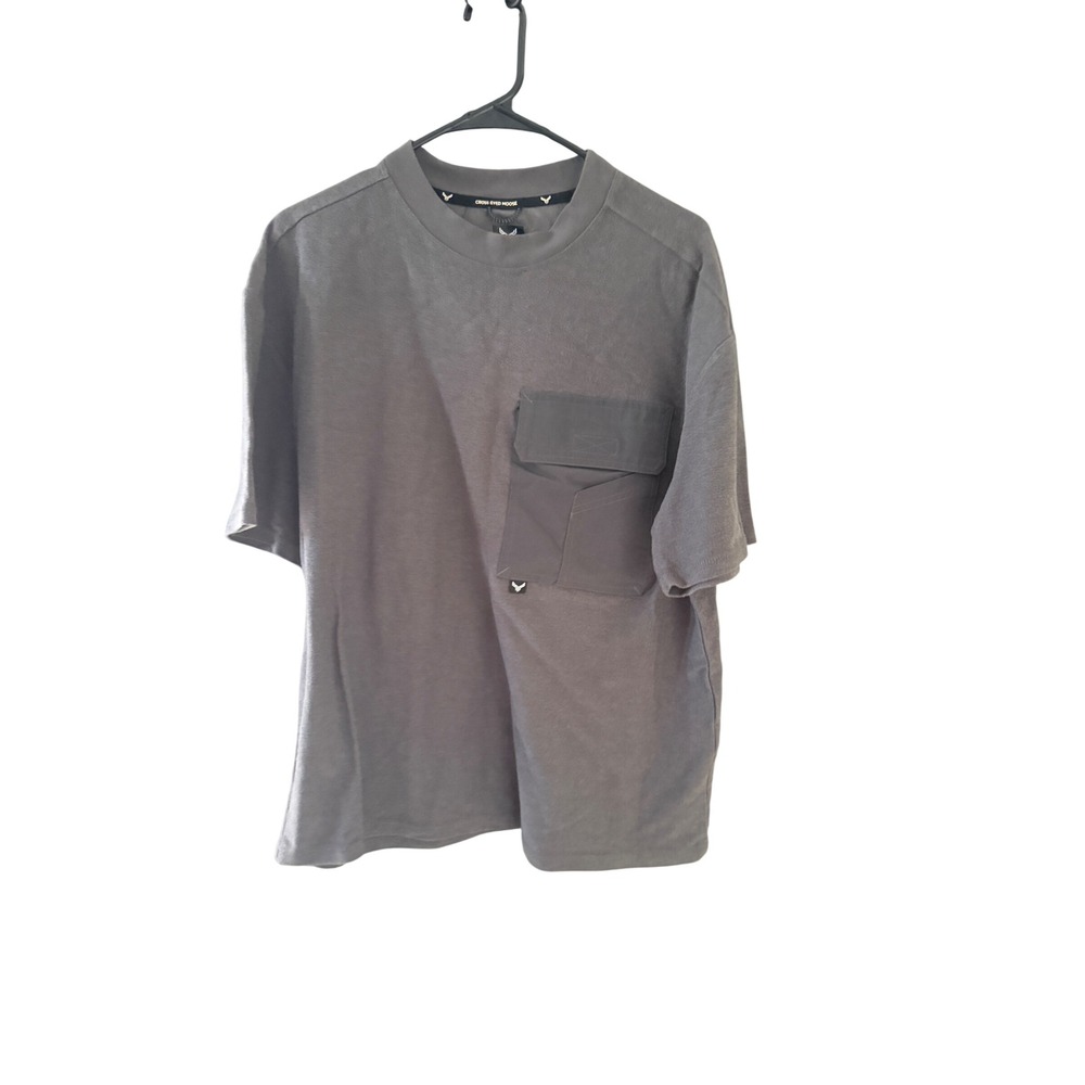 Cross Eyed Moose Mens Gray Utility Pocket Mock Neck T-Shirt Size L Relaxed Fit